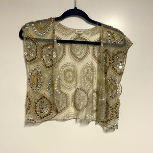 Moyna bolero jacket - size 6 - gold/silver sequin embellished